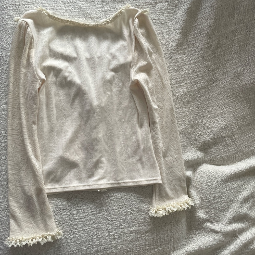 Lace Trim Cream Chemise Top - Picture 6 of 7
